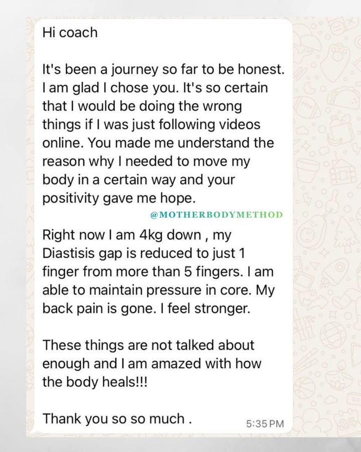 Client says stomach has reduced significantly